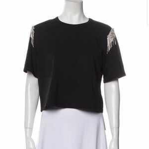Veronica Beard Black Embellished Short Sleeve Tshirt